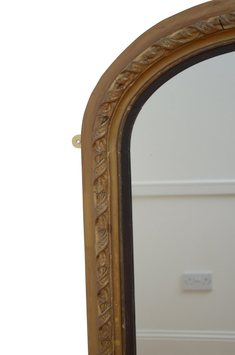A Large Antique 19th Century Gilded Overmantel Mirror H155cm - Image 5