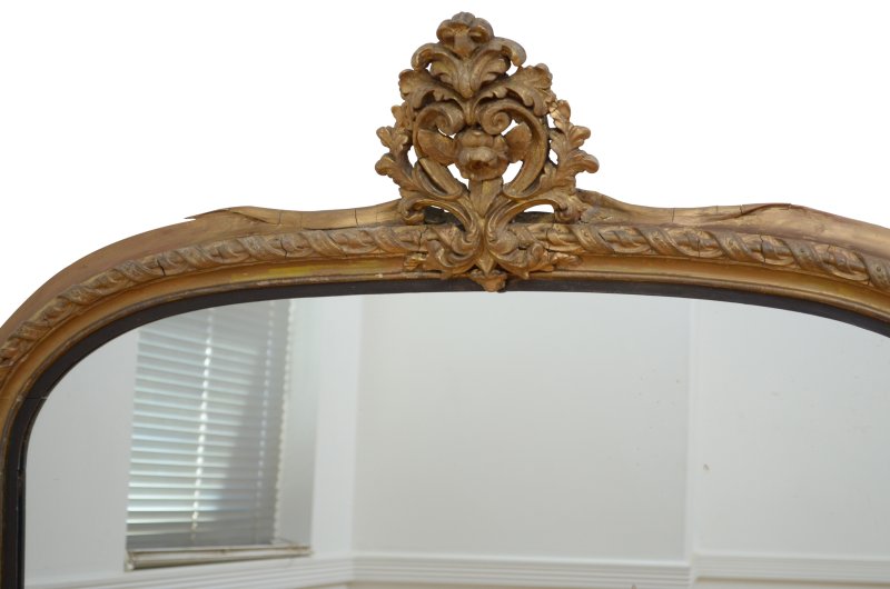 A Large Antique 19th Century Gilded Overmantel Mirror H155cm - Image 7