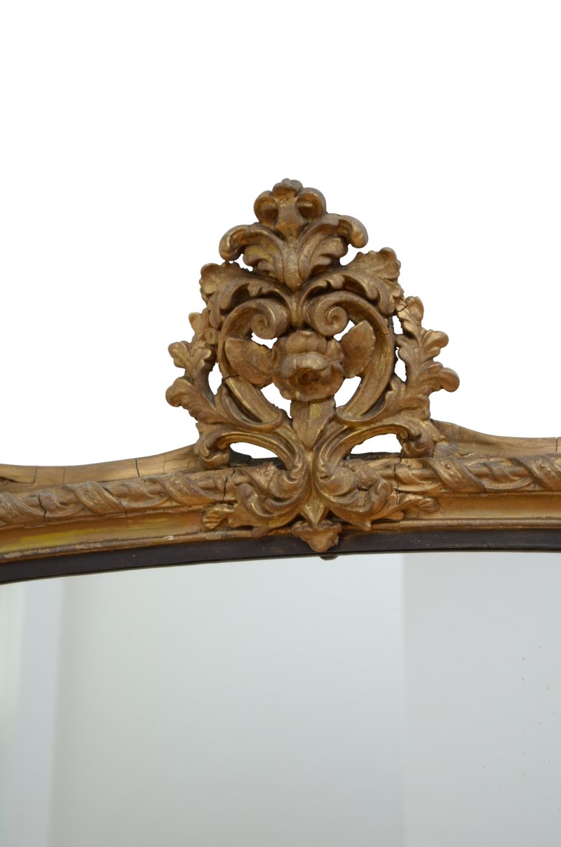 A Large Antique 19th Century Gilded Overmantel Mirror H155cm - Image 6