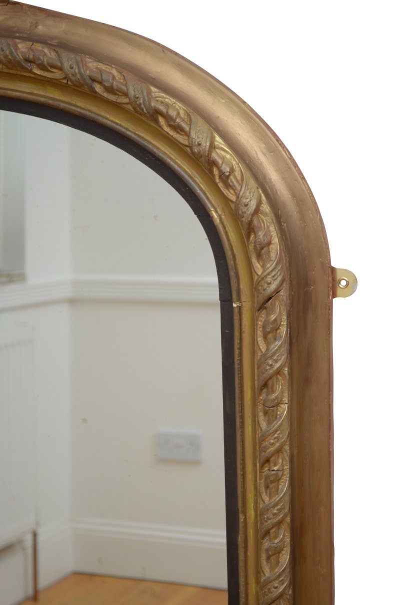 A Large Antique 19th Century Gilded Overmantel Mirror H155cm - Image 9