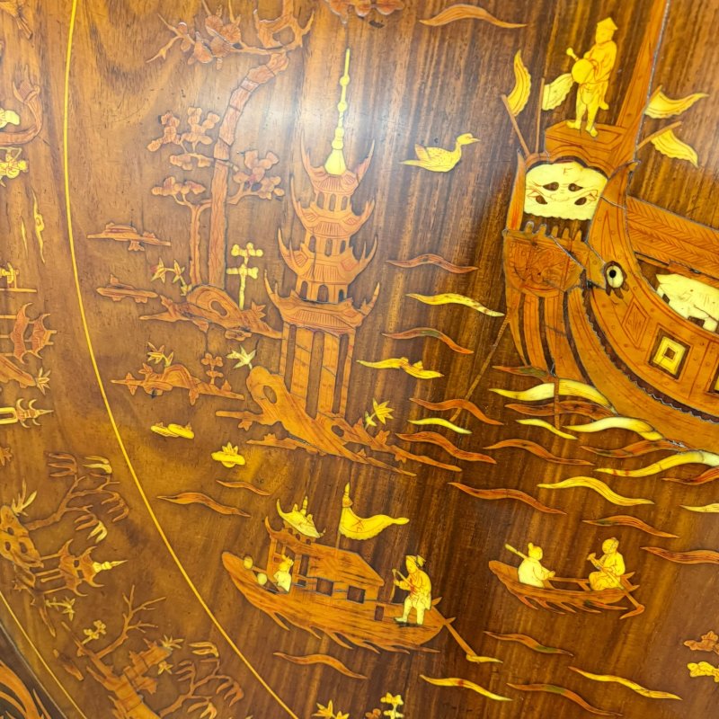 Antique Qing Chinese Export Rosewood Inlaid Centre Table by Edwards & Roberts - Image 13