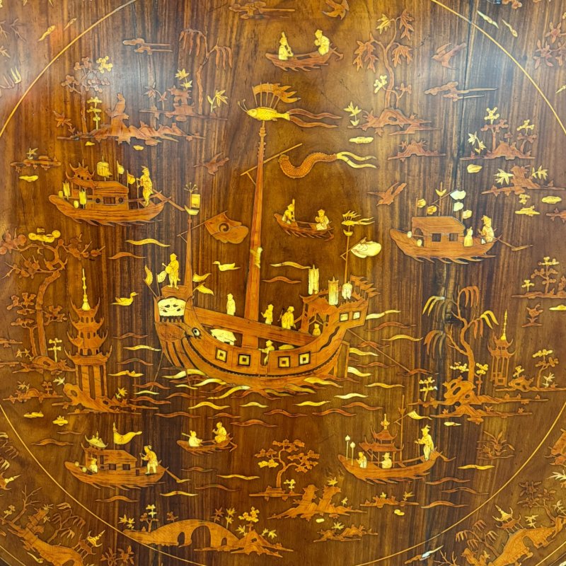 Antique Qing Chinese Export Rosewood Inlaid Centre Table by Edwards & Roberts - Image 18