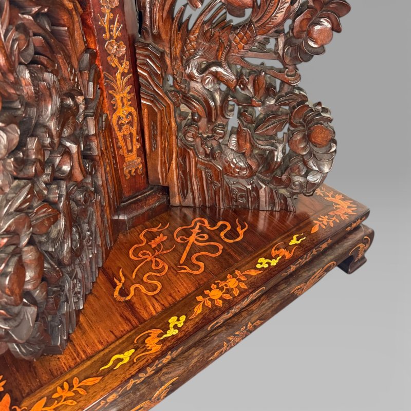 Antique Qing Chinese Export Rosewood Inlaid Centre Table by Edwards & Roberts - Image 21