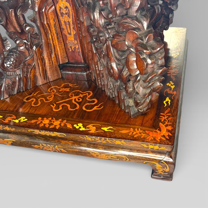 Antique Qing Chinese Export Rosewood Inlaid Centre Table by Edwards & Roberts - Image 22