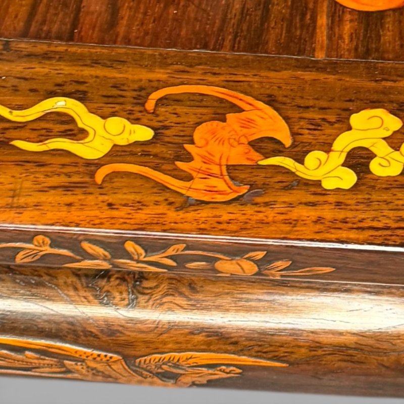 Antique Qing Chinese Export Rosewood Inlaid Centre Table by Edwards & Roberts - Image 7