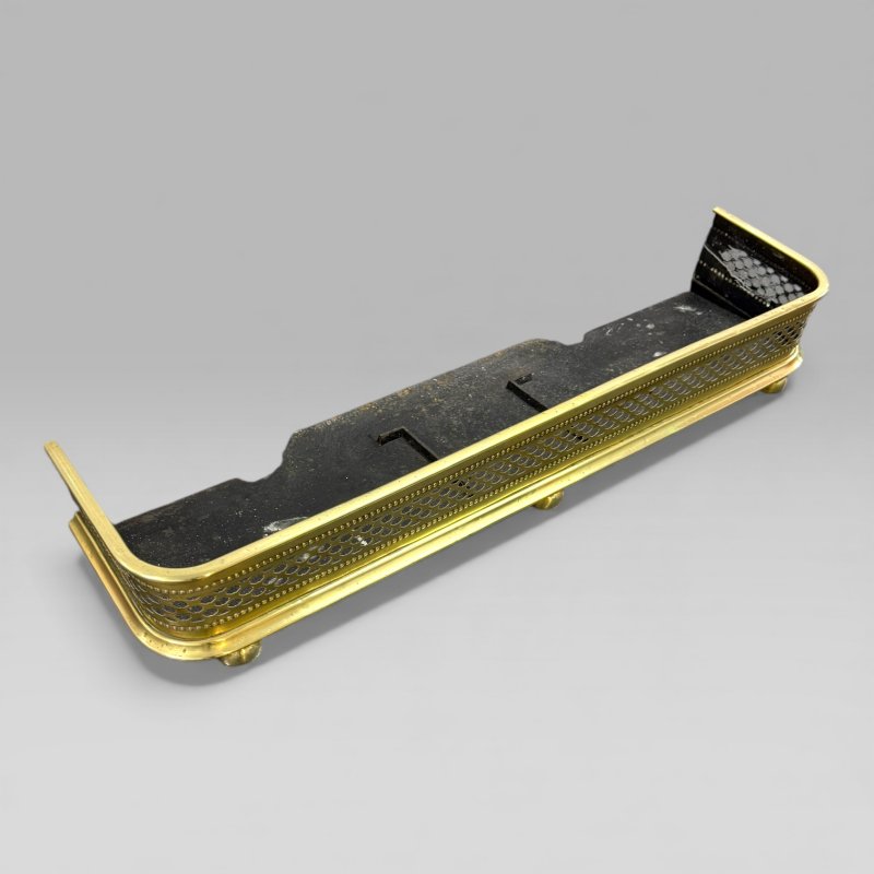 Antique Victorian Pierced Brass Fire Fender / Kerb - Image 2