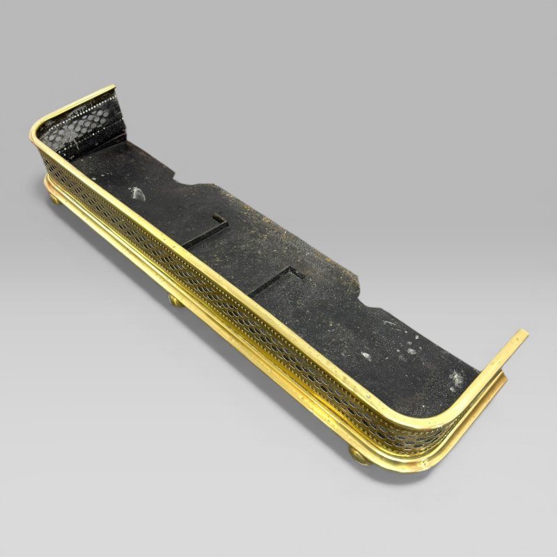 Antique Victorian Pierced Brass Fire Fender / Kerb - Image 4