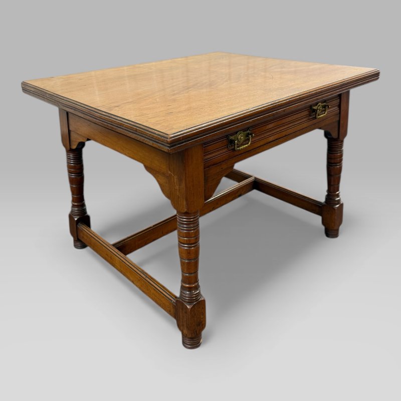 Antique Victorian Walnut Arts and Crafts Coffee Table - Image 2