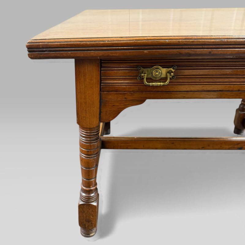 Antique Victorian Walnut Arts and Crafts Coffee Table - Image 4