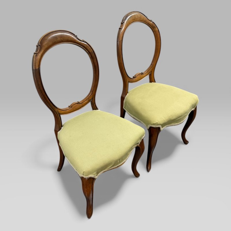 Pair of Antique Victorian Walnut Balloon Back Chairs - Image 3