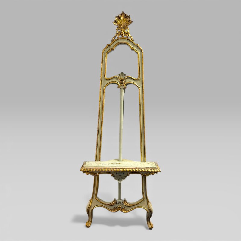 Antique Victorian Painted and Gilt Louis XV Style Artist’s Easel, Film Prop