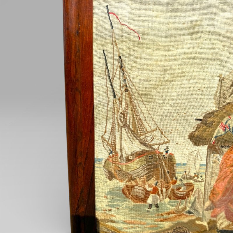 Antique English Victorian Rosewood & Needlework Cheval Fire Screen - Image 10