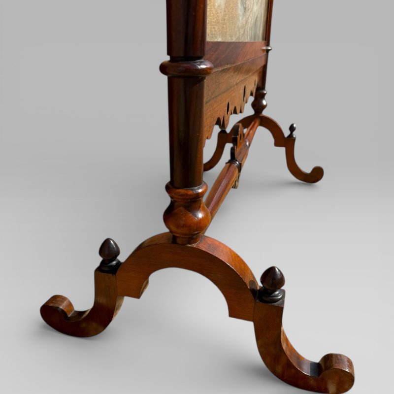Antique English Victorian Rosewood & Needlework Cheval Fire Screen - Image 5