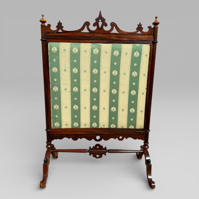 Antique English Victorian Rosewood & Needlework Cheval Fire Screen - Image 7