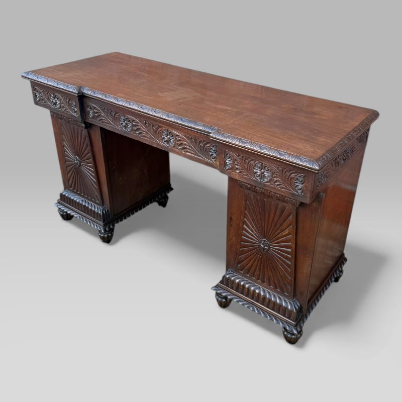 Antique Regency/William IV Anglo-Indian Padouk Carved Sideboard or Desk - Image 2