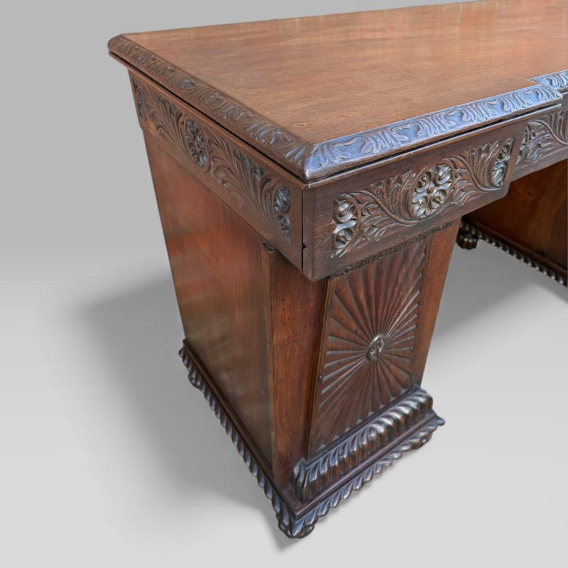 Antique Regency/William IV Anglo-Indian Padouk Carved Sideboard or Desk - Image 4