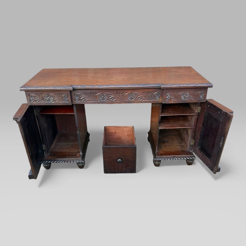 Antique Regency/William IV Anglo-Indian Padouk Carved Sideboard or Desk - Image 9