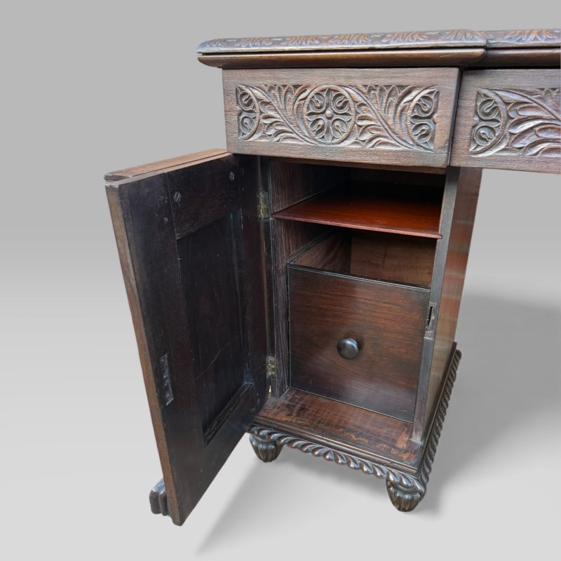 Antique Regency/William IV Anglo-Indian Padouk Carved Sideboard or Desk - Image 10