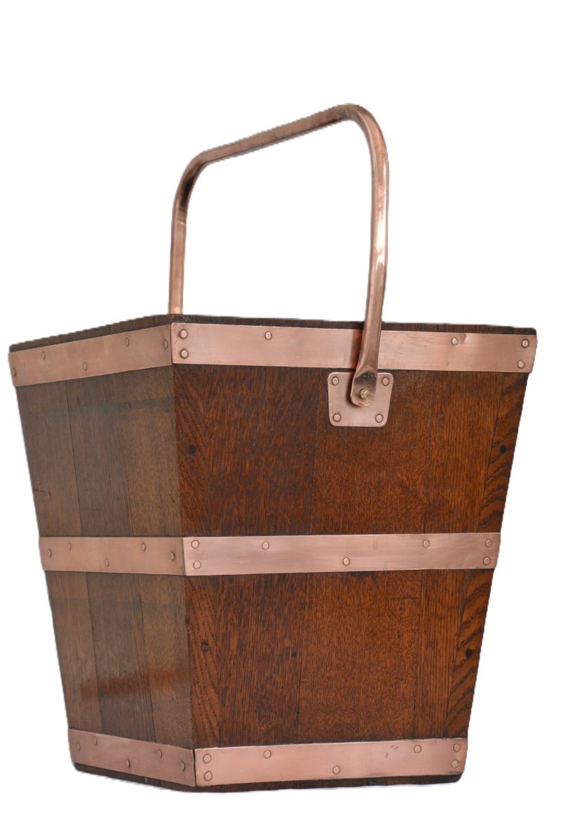 Victorian Solid Oak Coal Bucket Peat Bucket In Oak C1870s