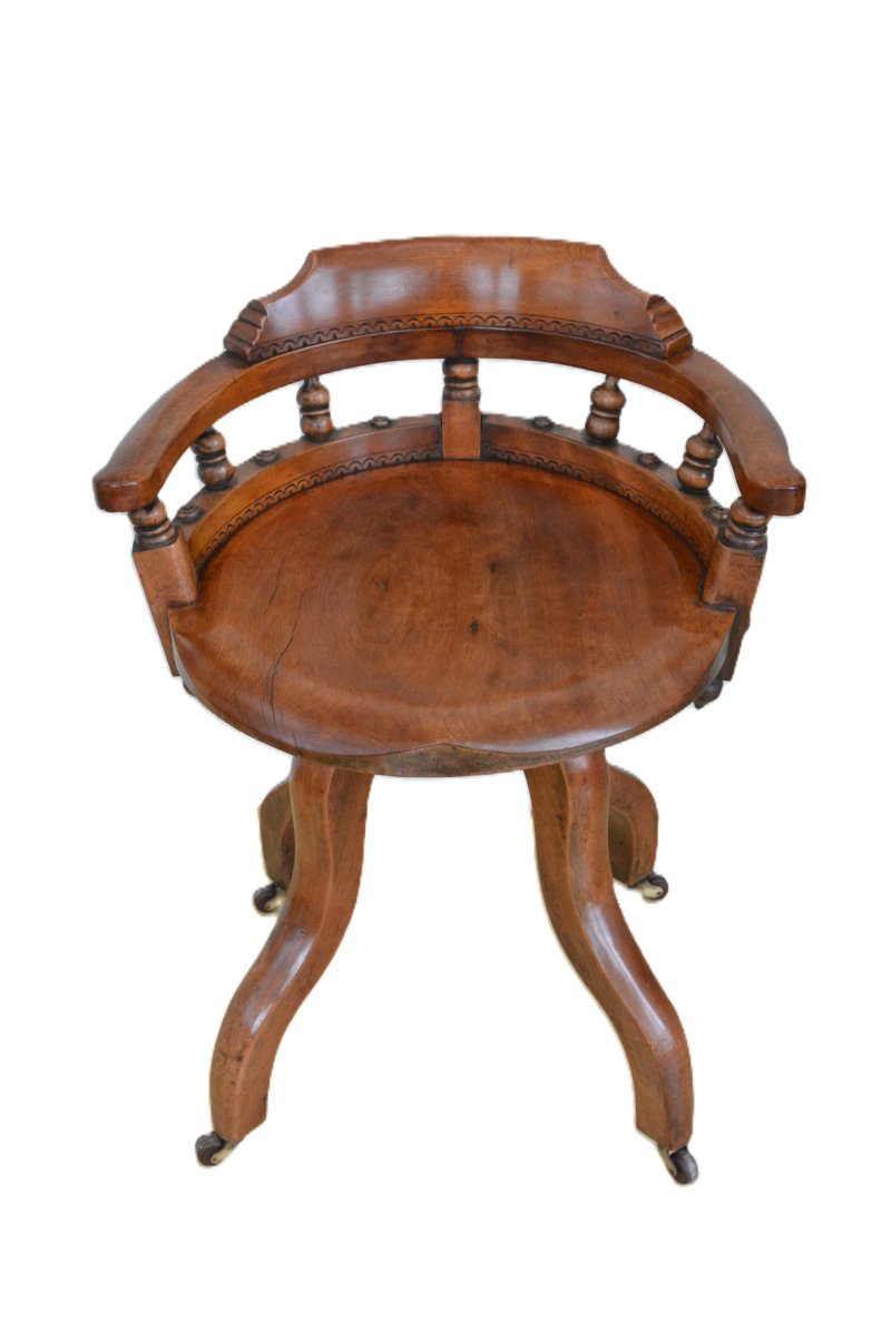 Aesthetic Movement Walnut Swivelling Office Chair