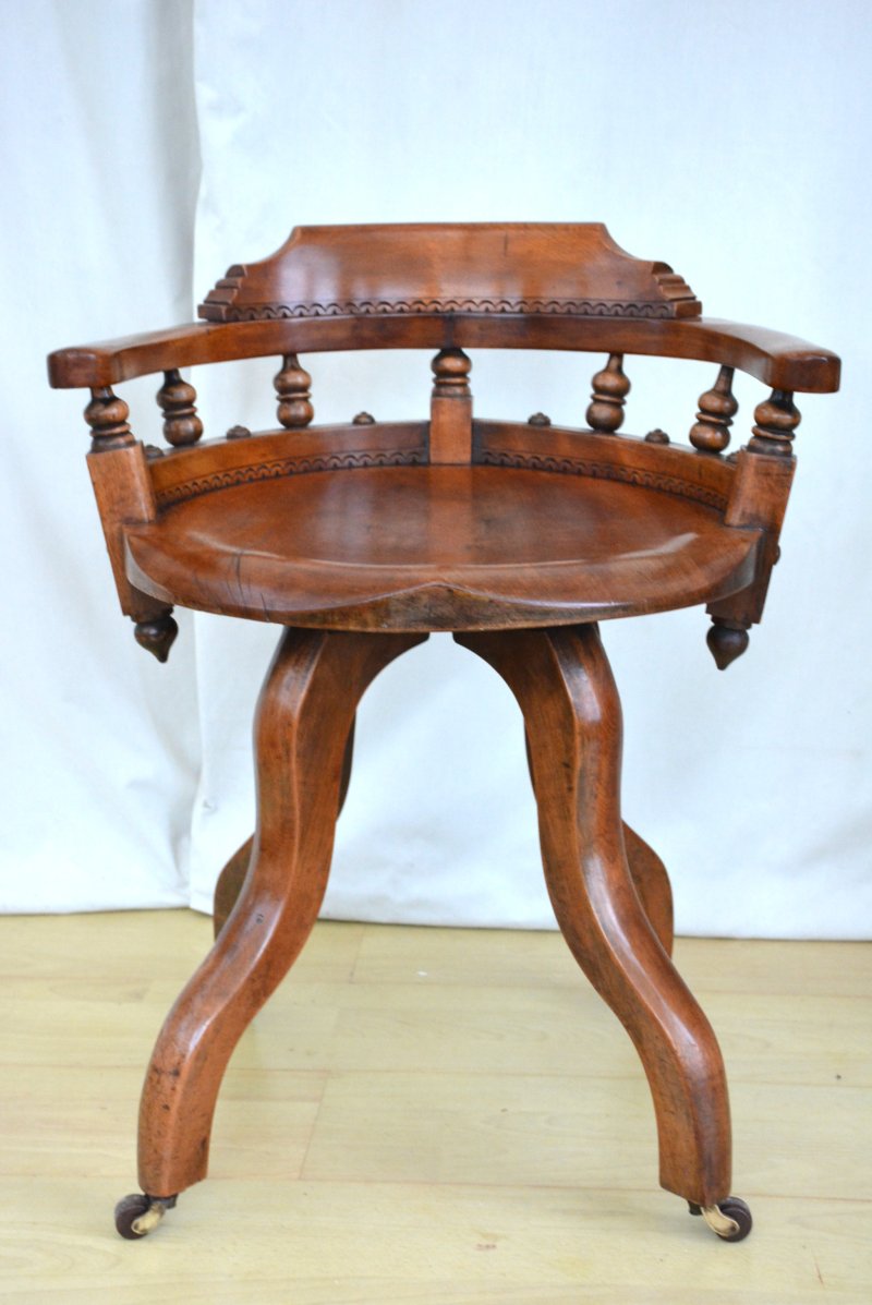 Aesthetic Movement Walnut Swivelling Office Chair - Image 5