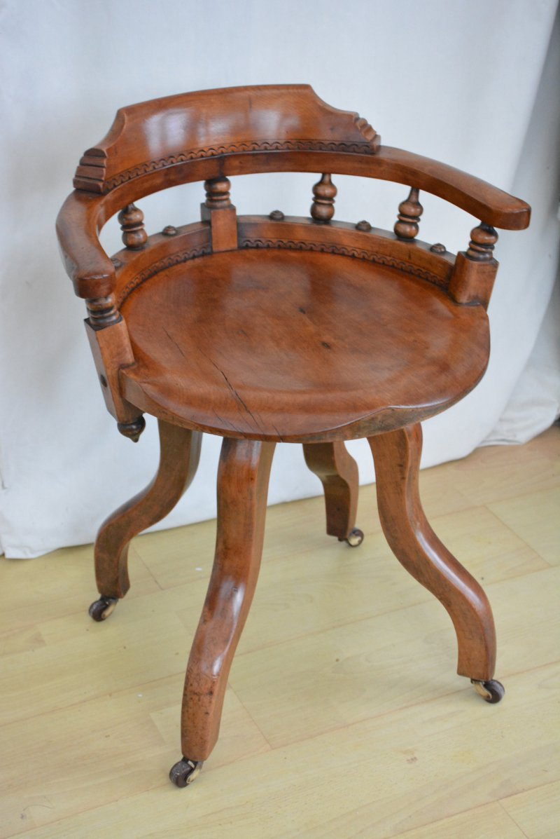 Aesthetic Movement Walnut Swivelling Office Chair - Image 11