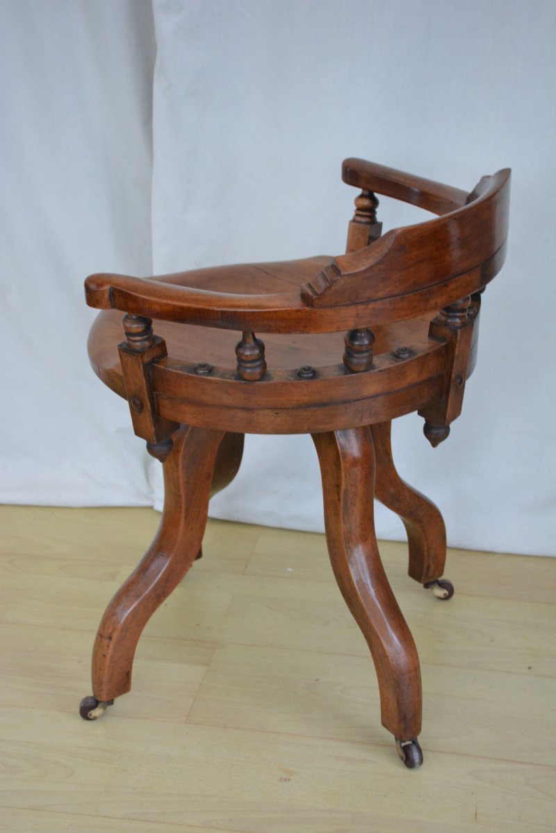 Aesthetic Movement Walnut Swivelling Office Chair - Image 7