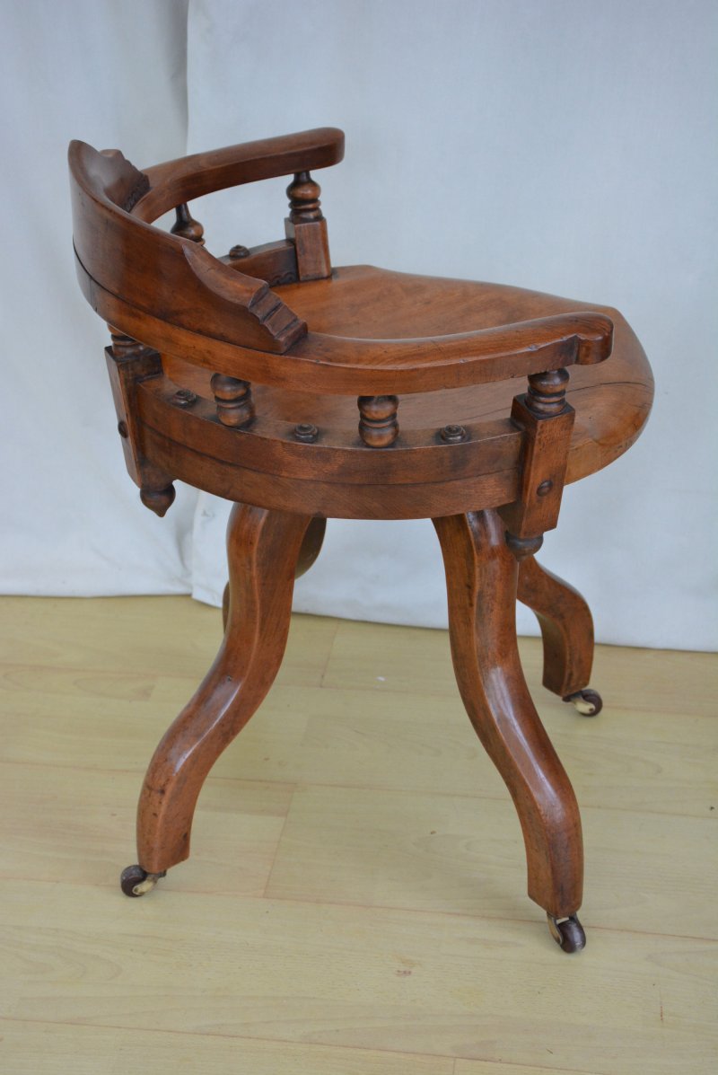 Aesthetic Movement Walnut Swivelling Office Chair - Image 10