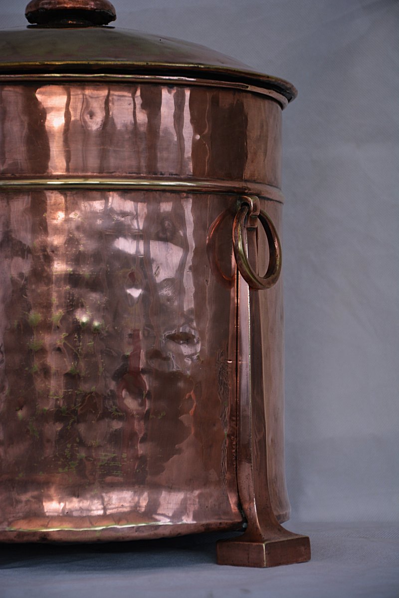 English Arts And Crafts Copper Coal Bin Log Bucket C1900s - Image 9