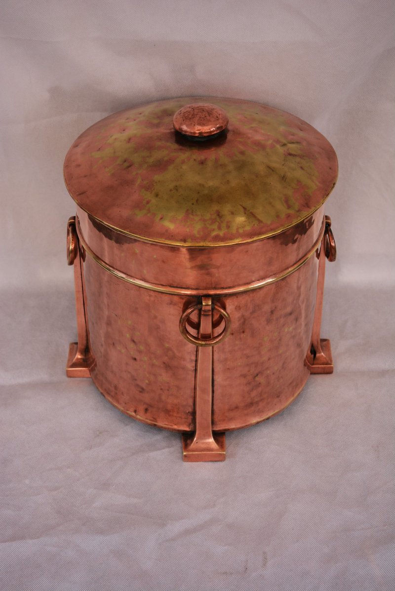 English Arts And Crafts Copper Coal Bin Log Bucket C1900s - Image 10
