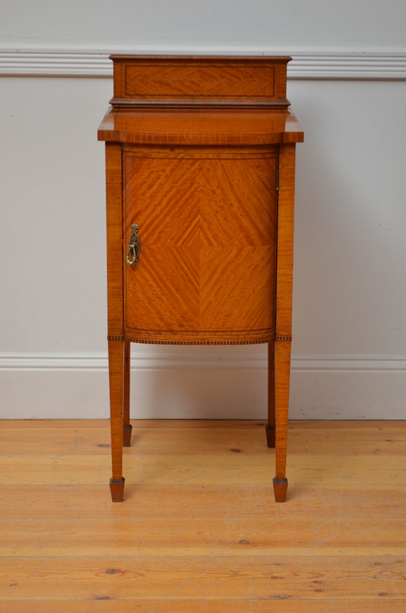 Satinwood Night Stand Edwardian Bedside Cabinet - Image 7
