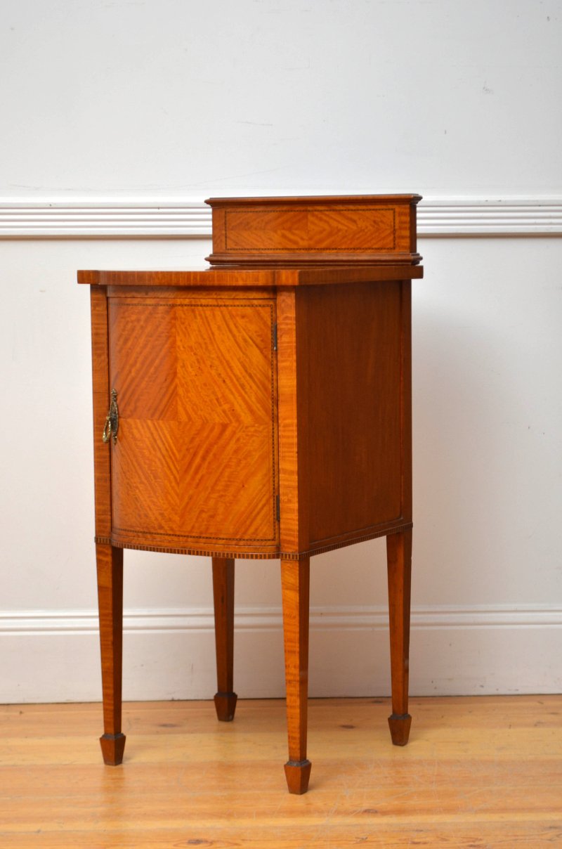 Satinwood Night Stand Edwardian Bedside Cabinet - Image 2