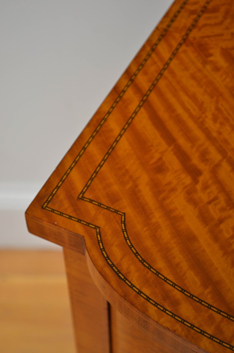 Satinwood Night Stand Edwardian Bedside Cabinet - Image 8