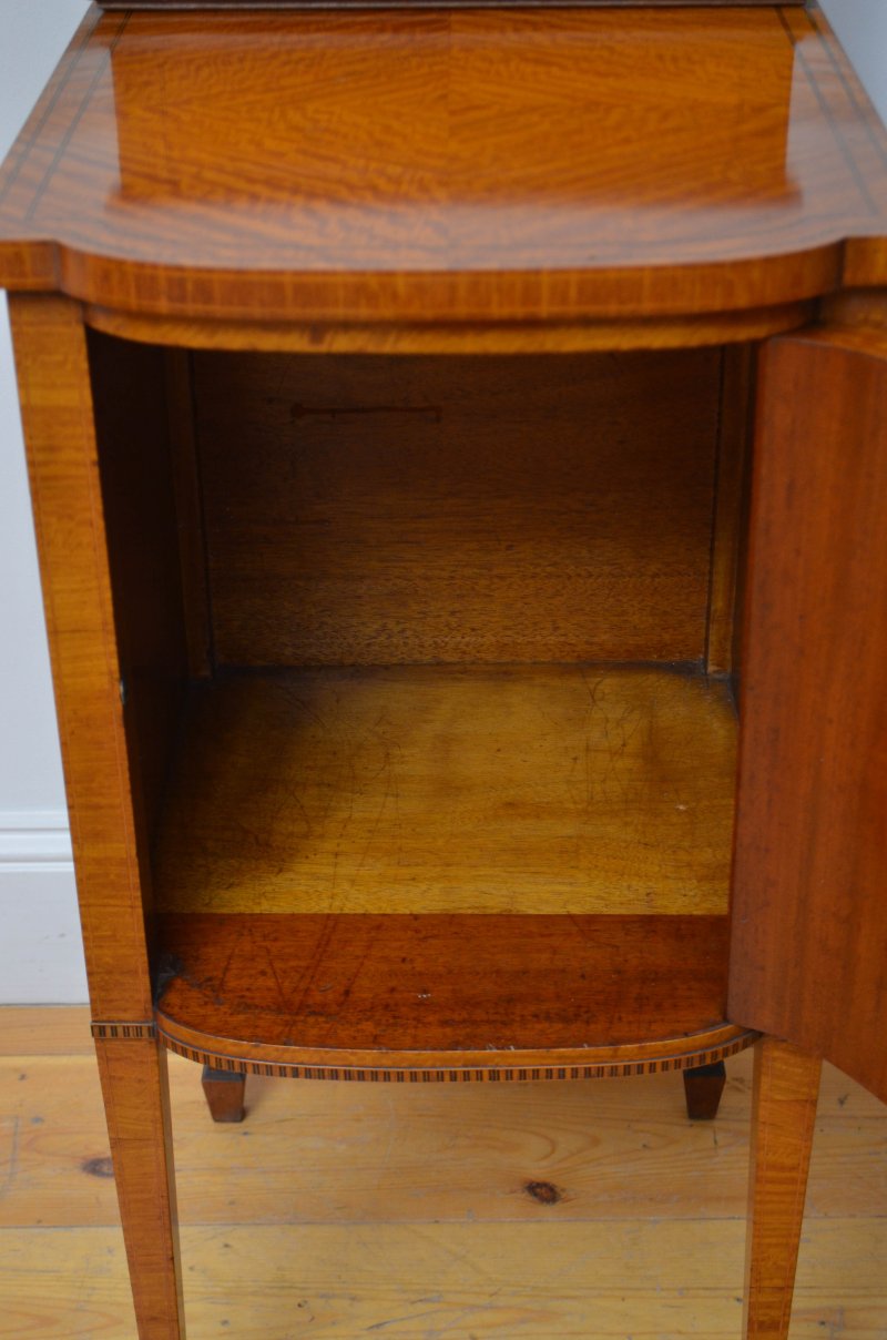 Satinwood Night Stand Edwardian Bedside Cabinet - Image 11