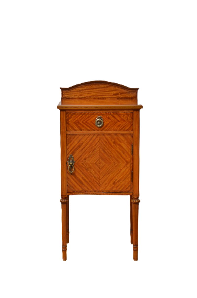 English Edwardian Satinwood Bedside Cupboard