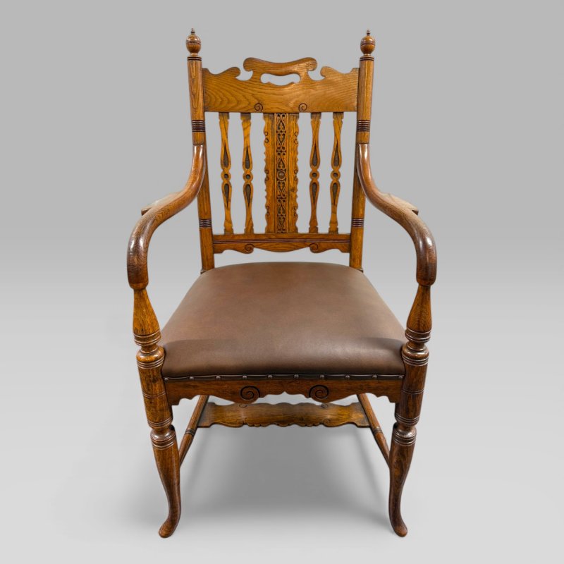 Gillows Victorian Carved Golden Oak Desk Chair attributed to Bruce James Talbert - Image 2
