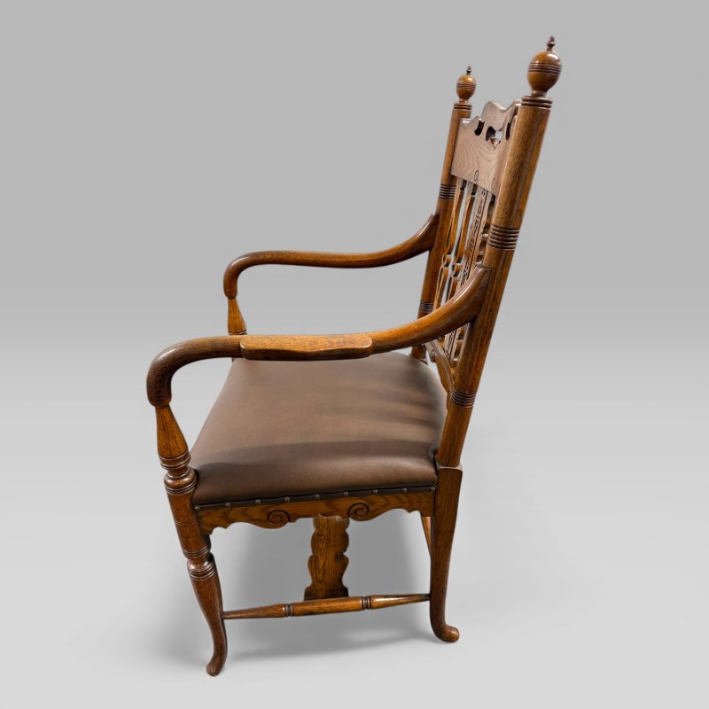 Gillows Victorian Carved Golden Oak Desk Chair attributed to Bruce James Talbert - Image 7