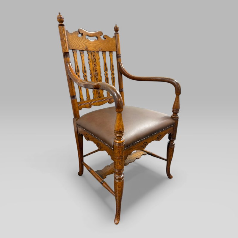 Gillows Victorian Carved Golden Oak Desk Chair attributed to Bruce James Talbert - Image 5