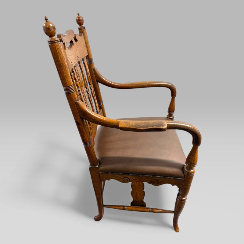 Gillows Victorian Carved Golden Oak Desk Chair attributed to Bruce James Talbert - Image 8