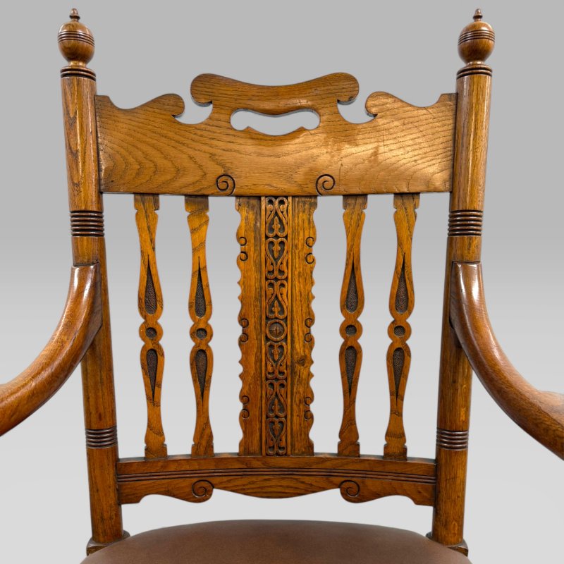 Gillows Victorian Carved Golden Oak Desk Chair attributed to Bruce James Talbert - Image 16