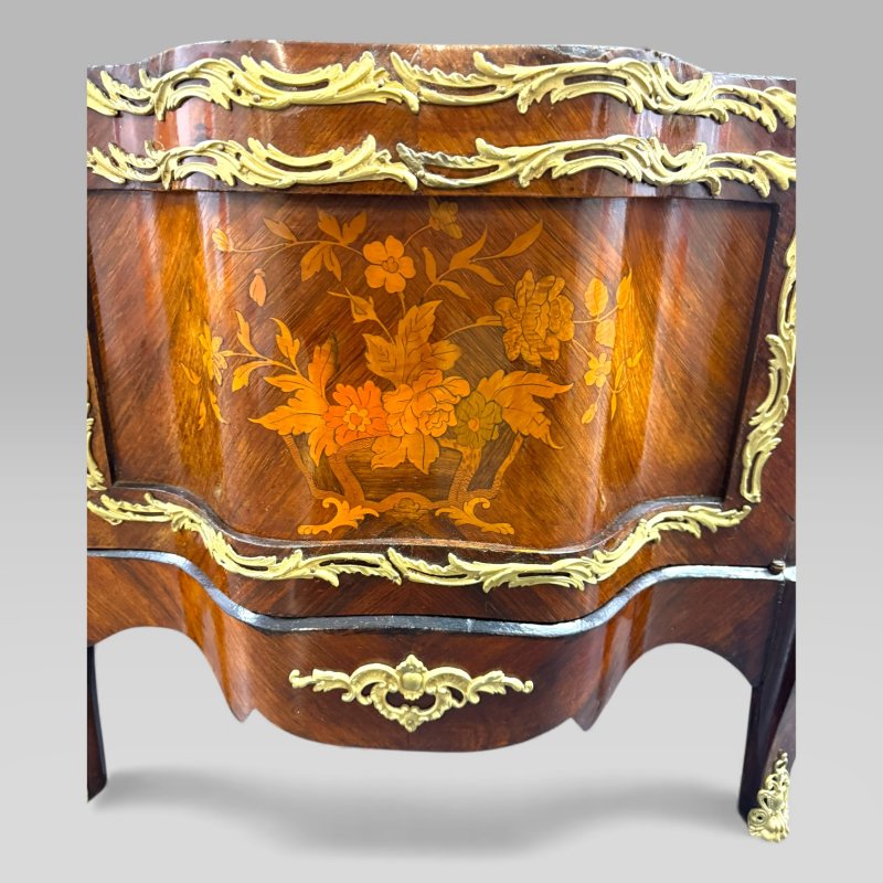 Antique French Louis XV Style Kingwood & Marquetry Vitrine Cabinet - Image 11