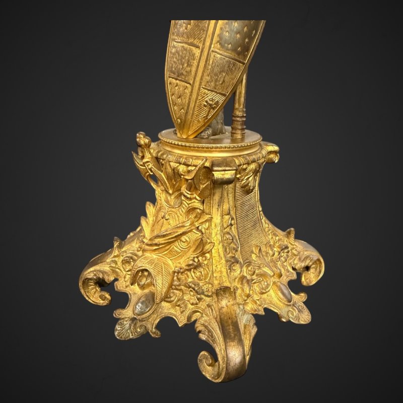Antique Bronze-Gilt Knight Candelabra Pair, Late 19th Century Film Props - Image 13