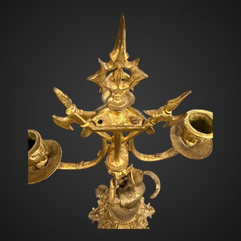 Antique Bronze-Gilt Knight Candelabra Pair, Late 19th Century Film Props - Image 16