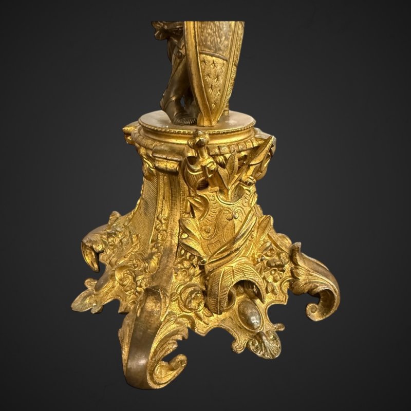 Antique Bronze-Gilt Knight Candelabra Pair, Late 19th Century Film Props - Image 17