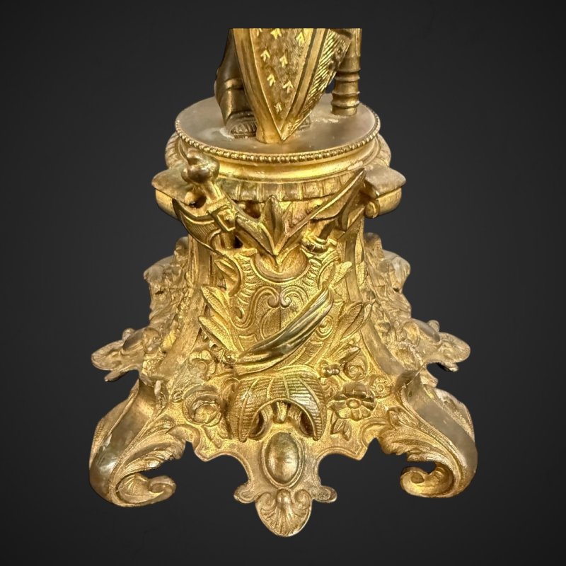Antique Bronze-Gilt Knight Candelabra Pair, Late 19th Century Film Props - Image 18