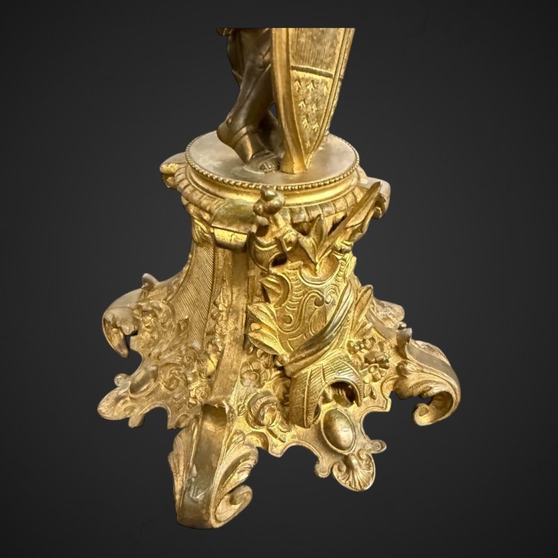Antique Bronze-Gilt Knight Candelabra Pair, Late 19th Century Film Props - Image 20