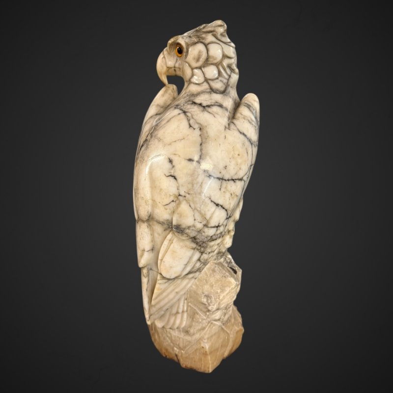 Antique Marble Eagle Statue in Veined Carrara Marble, 19th Century - Image 6