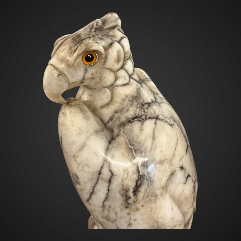 Antique Marble Eagle Statue in Veined Carrara Marble, 19th Century - Image 5