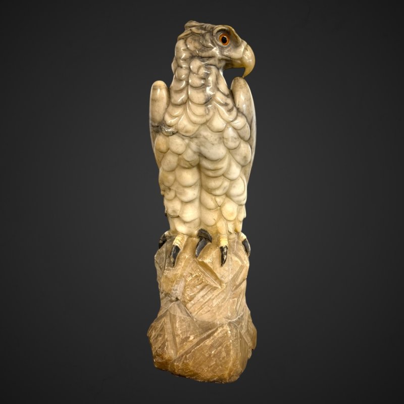 Antique Marble Eagle Statue in Veined Carrara Marble, 19th Century - Image 12
