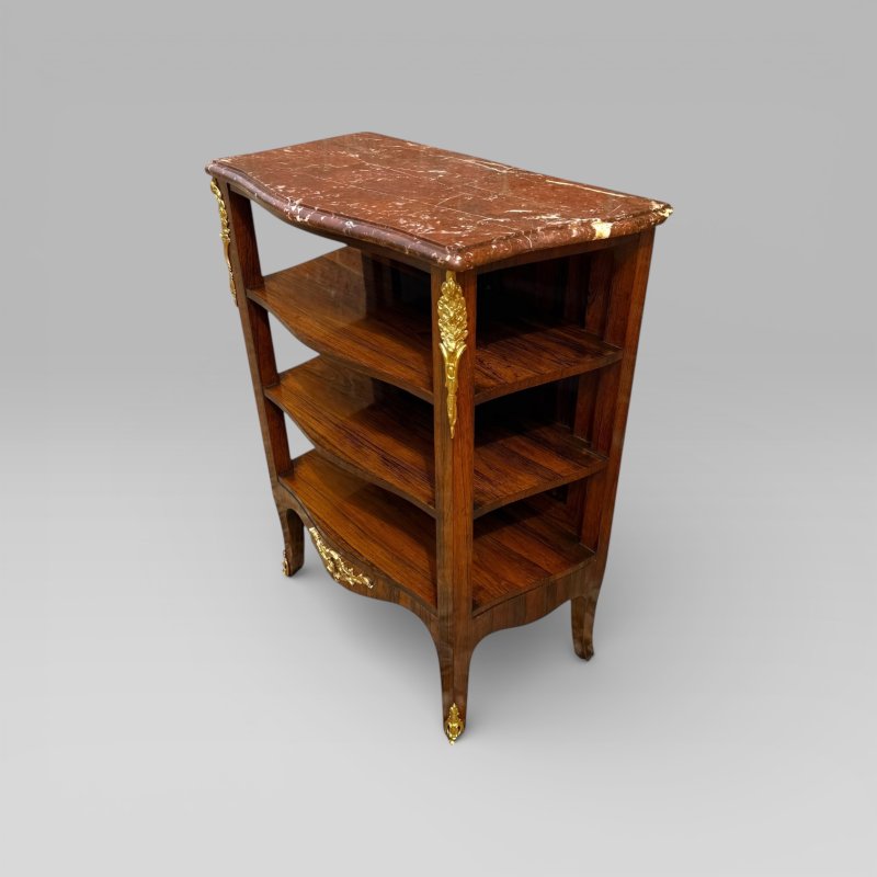 Antique French Rosewood & Marble Brass Ormolu Side Cabinet with Book Shelves - Image 2